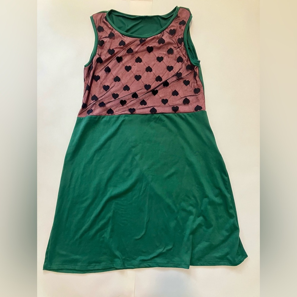 Green and Pink Heart Pattern Dress